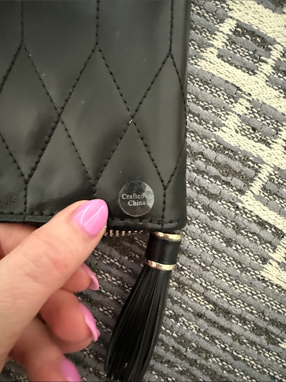 Bony Levy Travel Jewelry Case Black Quilted Vegan Leather Suede Gold Hardware - Picture 5 of 5